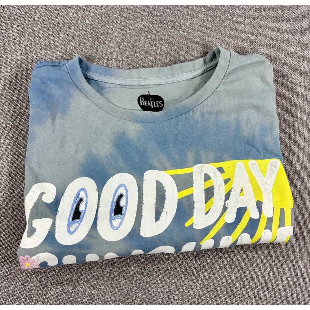 The Beatles Mens Good Day Sunshine Tie Dye T-Shirt XL Blue Cotton Band Tee - Picture 10 of 10